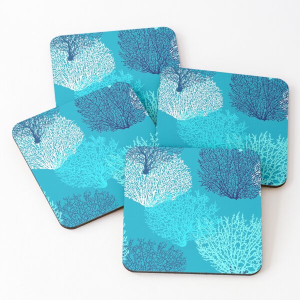 Item preview, Fan Coral Print, Turquoise, Aqua and Cobalt Blue designed and sold by Marymarice.