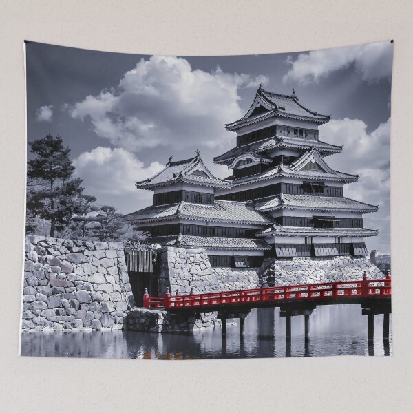 Item preview, Beautiful Samurai Matsumoto Black Castle Japan Art Print - Night Color designed and sold by XIX361ART.