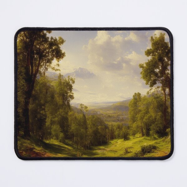 Item preview, Hill Valley Landscape- Towering foliage oversees a lush, scenic green mountainside and cloudy blue sky. Digital artwork. designed and sold by Bookwyrm-Bazaar.