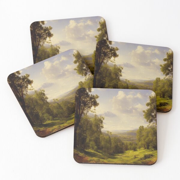 Item preview,  Hill Valley Landscape- Towering foliage oversees a lush, scenic green mountainside and cloudy blue sky. Digital artwork. designed and sold by Bookwyrm-Bazaar.