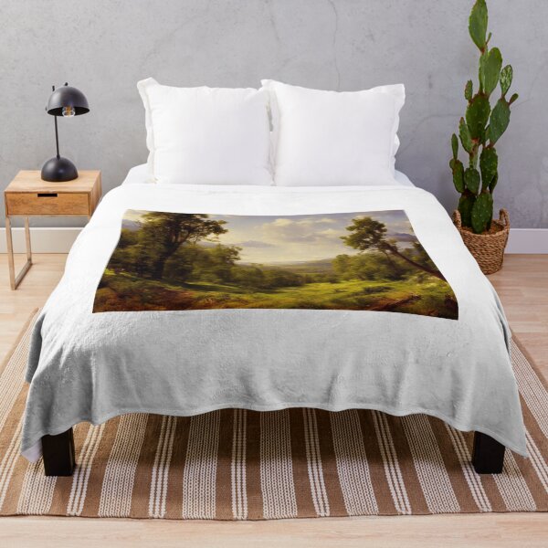 Item preview, Hill Valley Landscape- Towering foliage oversees a lush, scenic green mountainside and cloudy blue sky. Digital artwork. designed and sold by Bookwyrm-Bazaar.