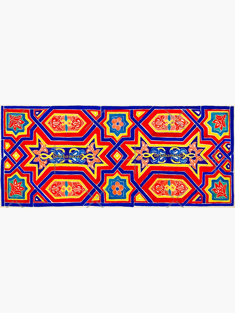 "Interwoven (Magenta, Ruby and Teal Malaysian Tile)" Sticker for Sale