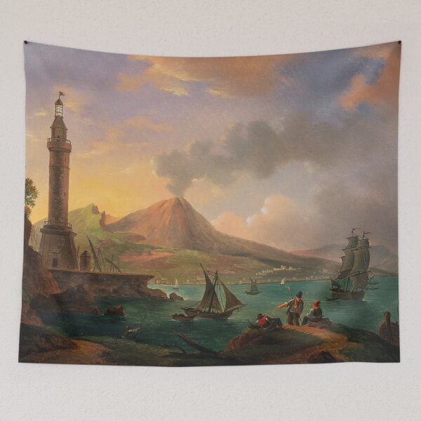 Item preview, View of the Gulf of Naples with Mount Vesuvius | Michael Wutky | 18th Century Landscape Art designed and sold by CJET.