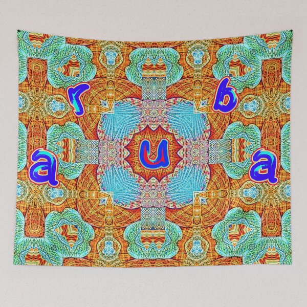 Item preview, UNFORGETTABLE SOUVENIRS OF THE ARUBA CARNIVAL - ARUBA GEOMETRIC ABSTRACT SHELL PAINTING - ARUBA PARADISE ISLAND - ARUBA ONE HAPPY ISLAND. designed and sold by Ralek.