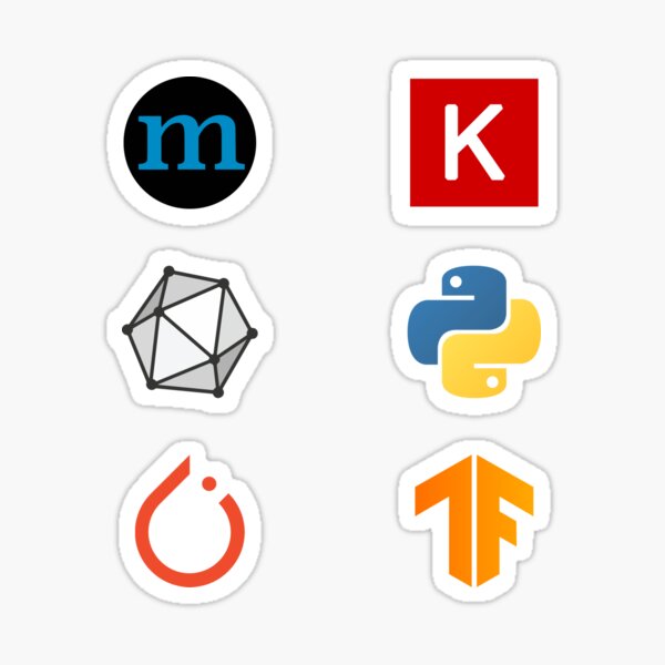 Item preview, ★ MXNet, Keras, ONNX, Python, PyTorch, TensorFlow - 6x Sticker Combo Pack designed and sold by Geekvana ⧉.