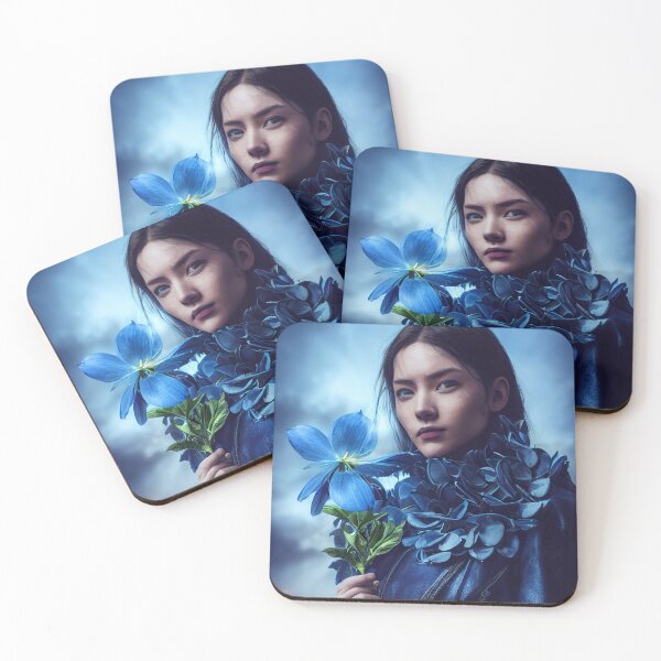 Item preview, Woman with blue flowers. designed and sold by Maniock.