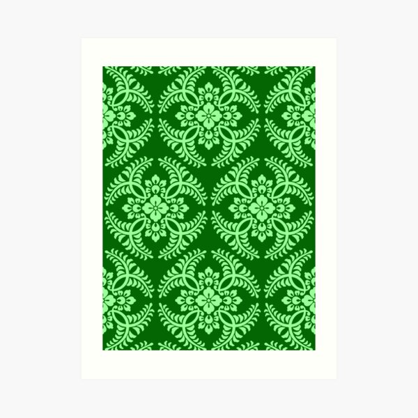 Japanese Leaf Print, Emerald and Lime Green Wrapping Paper by mm gladden