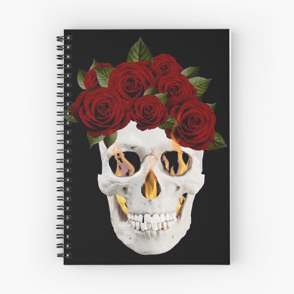 Item preview, Firey skull with red roses. Realistic skull. designed and sold by DesignedByKenza.
