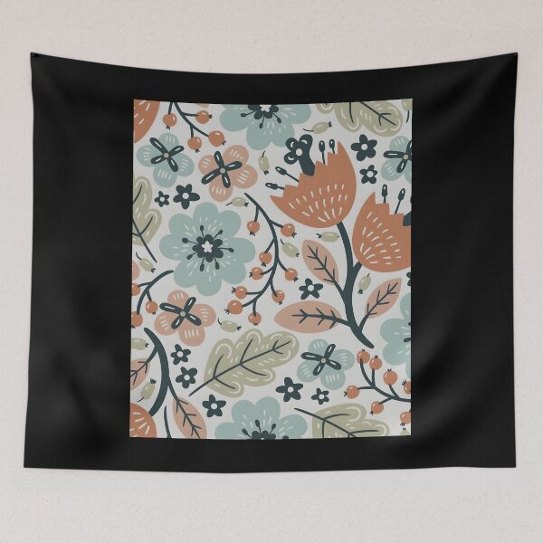 Item preview, Retro Fall Flowers Pattern Graphic  designed and sold by lahtiasokanu.