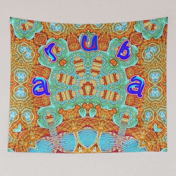 Item preview,  UNFORGETTABLE SOUVENIRS OF THE ARUBA CARNIVAL - ARUBA GEOMETRIC ABSTRACT SHELL PAINTING - ARUBA PARADISE ISLAND - ARUBA ONE HAPPY ISLAND. designed and sold by Ralek.