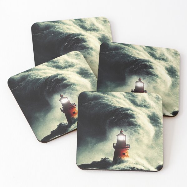 Item preview, Lighthouse, Stormy Sea, Digital Painting designed and sold by AnuGoldPrints.