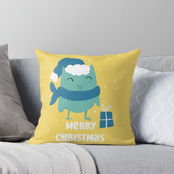 Merry Christmas - Owls Greetings collection - YGB Throw Pillow