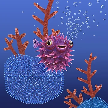 Artwork thumbnail, Puffer cute fish by Ruta