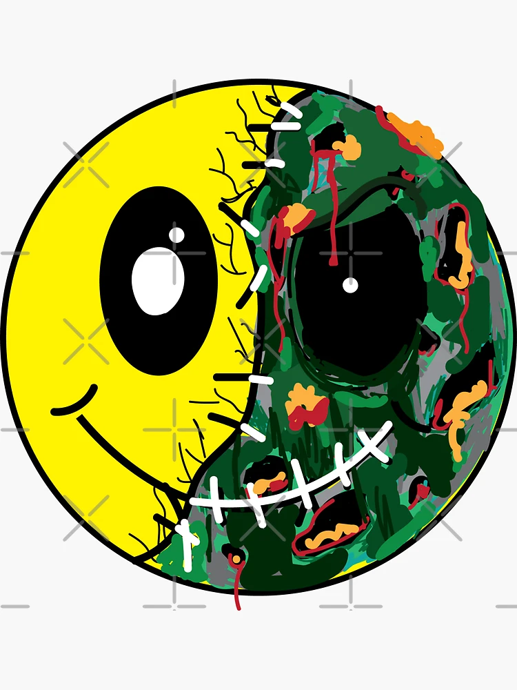 Emoji Smiley Face Zombie Smiley Face T-Shirt | Sticker