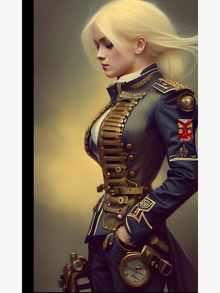 Beautiful blonde steampunk Officer in Military Uniform | Poster