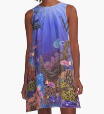 Unterwasser Korallenriff A-Linien Kleid