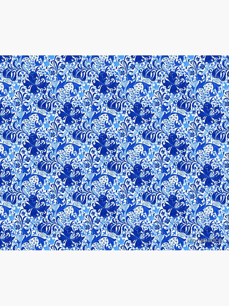 William Morris Iris and Lily, Cobalt Blue by Marymarice