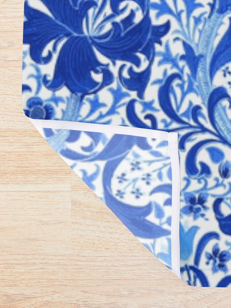 Alternate view of William Morris Iris and Lily, Cobalt Blue Shower Curtain