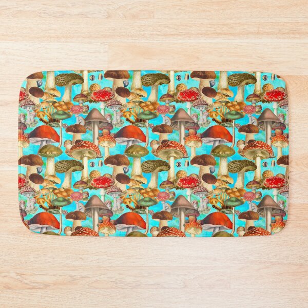 Item preview, Vintage mushrooms exotic garden, shrooms and fungi, botanical pattern, mushrooms illustration, seamless pattern, turquoise aqua pattern trendy  designed and sold by ZeinabTaha.