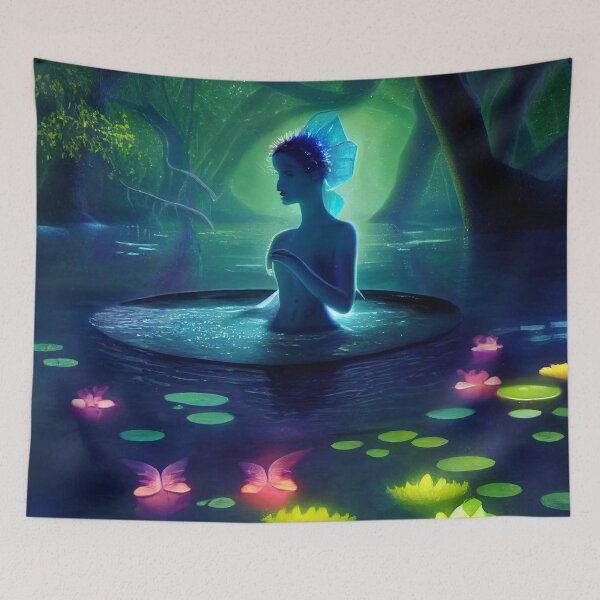 Item preview, Faerie In Lily Pad Pond designed and sold by fairytailsaiart.