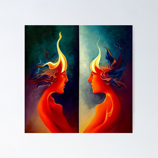 Twin Flame - Blue, Abstract 11x14 Inch Gallery Print