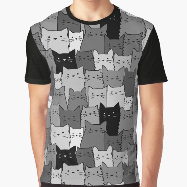 Silent Cats Monochromatic Graphic T-Shirt