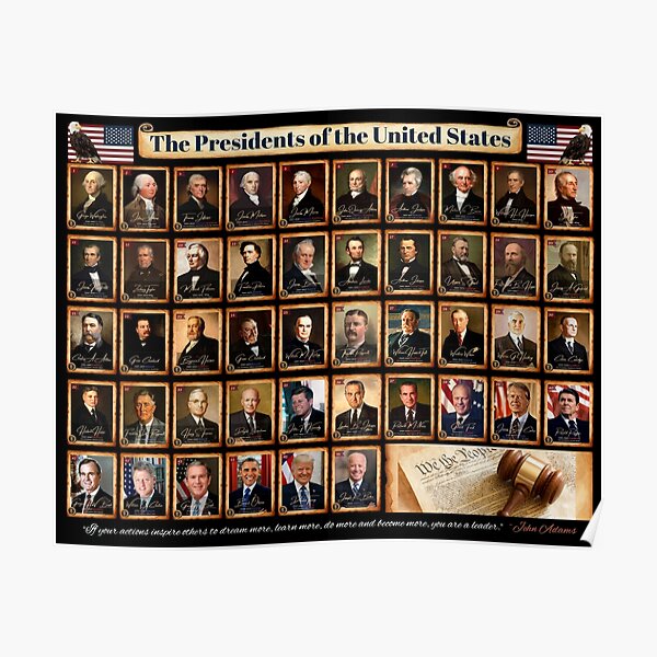 Presidents of the United States of America Horizontal in Full Color Poster