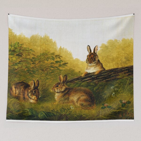 Item preview, Rabbits on a Log Arthur Fitzwilliam Tait designed and sold by MinCockT.