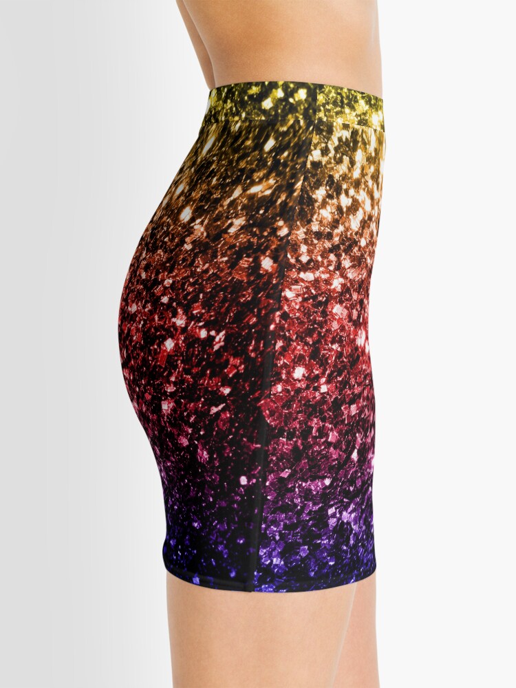Alternate view of Beautiful rainbow yellow red purple faux sparkles Mini Skirt