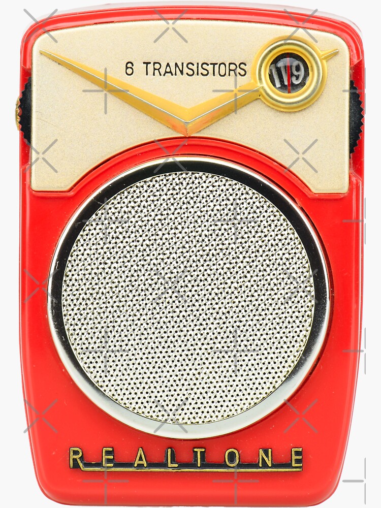 Vintage Tiny Red Realtone Pocket Transistor Radio | Sticker