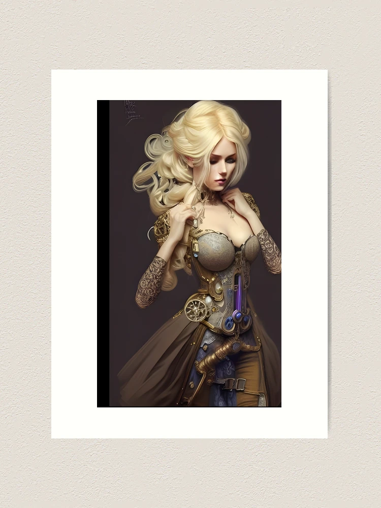 Gorgeous blonde steampunk lady Officer in Military Uniform | Poster