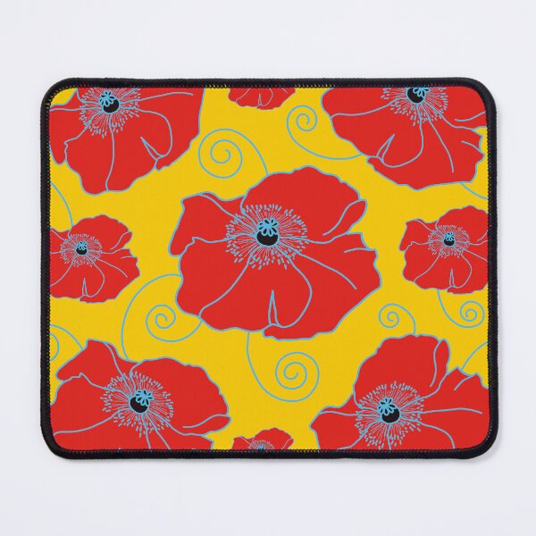 Item preview, Art Nouveau Red Poppies on Yellow designed and sold by MausieDesigns.