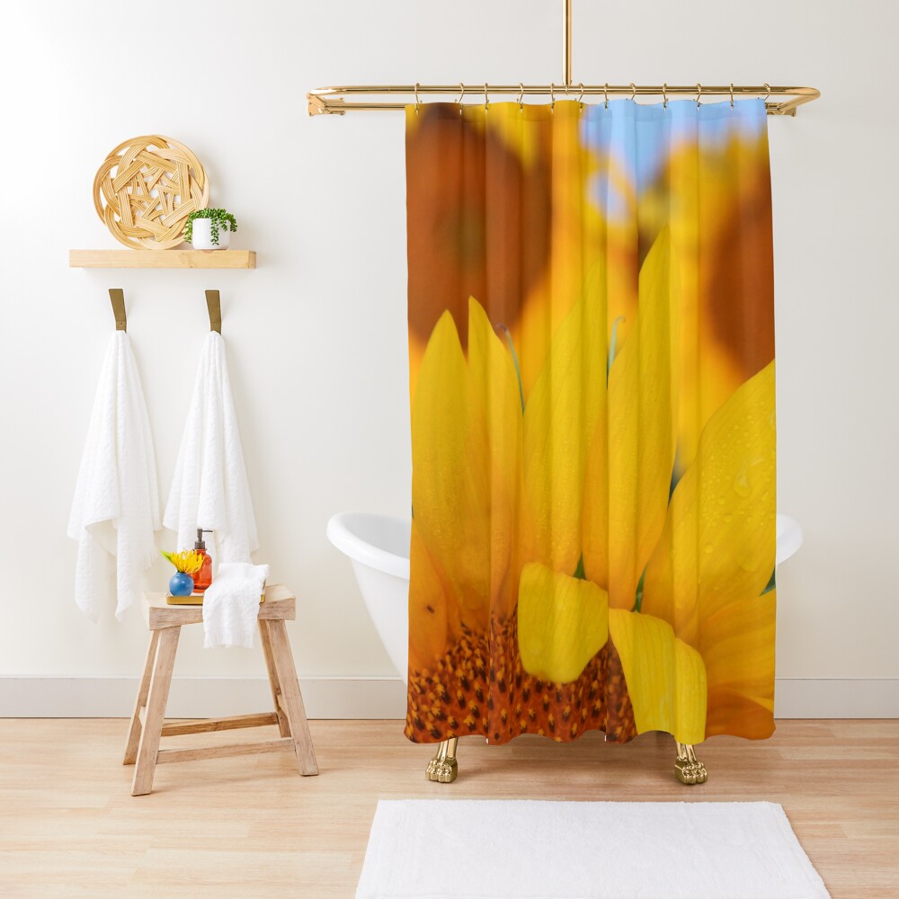 Hello Sunshine - Sunflower Photo Art by Lisa Drew Photo Artist Shower Curtain