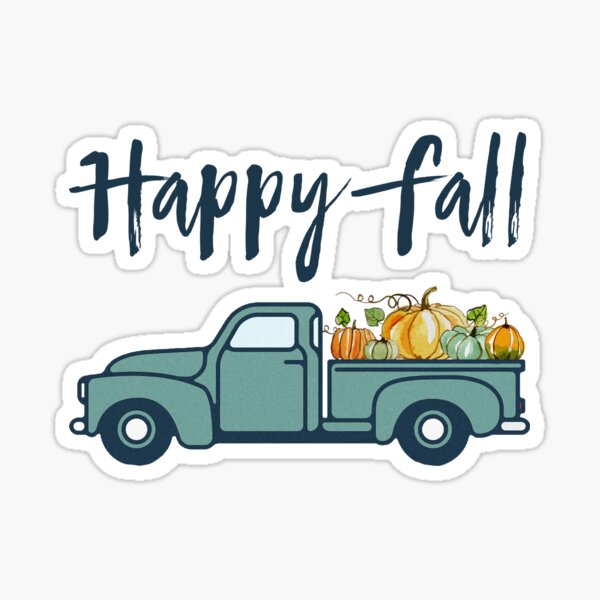 Happy Fall Vintage Pumpkin Truck Sticker