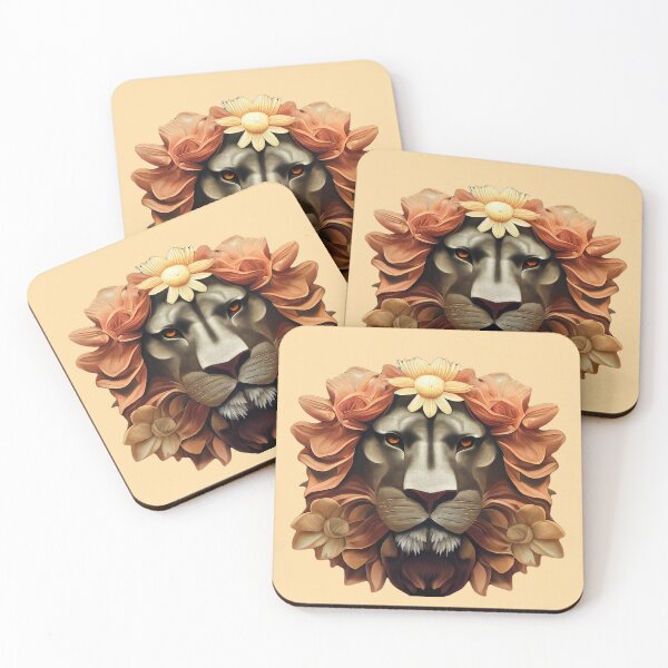 Item preview, Silver lion with flower crown designed and sold by MAV-Arts.