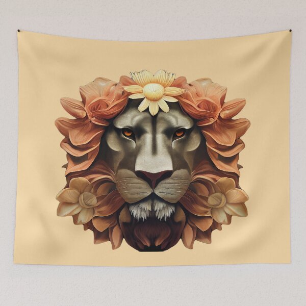 Item preview, Silver lion with flower crown designed and sold by MAV-Arts.