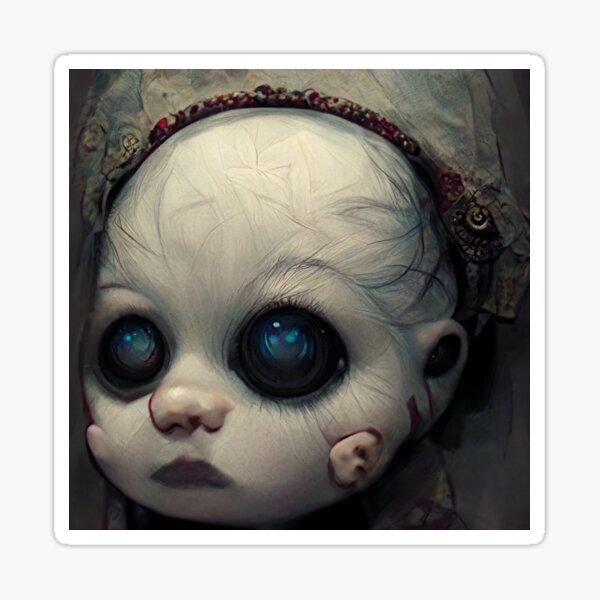 Creepy Antique China Doll Head Sticker for Sale by WandaStar