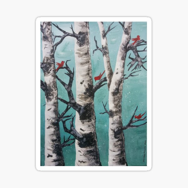 Item preview, Red Cardinals in Birches designed and sold by mkfloriomanning.