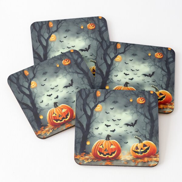 Item preview, Watercolor Creepy Pumpkin Forest designed and sold by MsGoldenCreates.