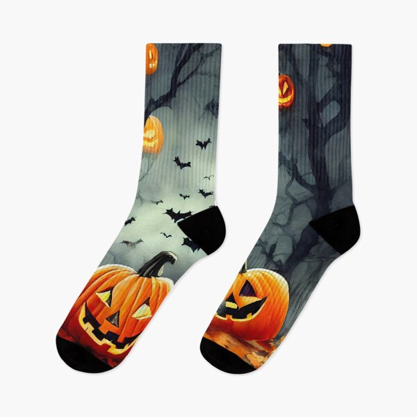 Item preview, Watercolor Creepy Pumpkin Forest designed and sold by MsGoldenCreates.