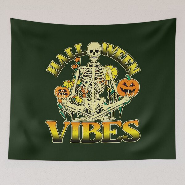 Item preview, Halloween Vibes Wildflower Pumpkin Meditation Skeleton designed and sold by CRHPOD20.