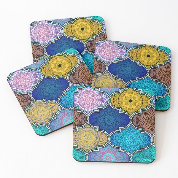 Item preview, Dark Blue Colors Ethnic Indian Abstract Floral Tiles pattern designed and sold by Art-by-Geoff.
