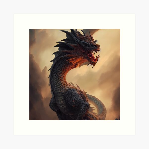 ART - Fantasy dragon drawing Artist Print by Di