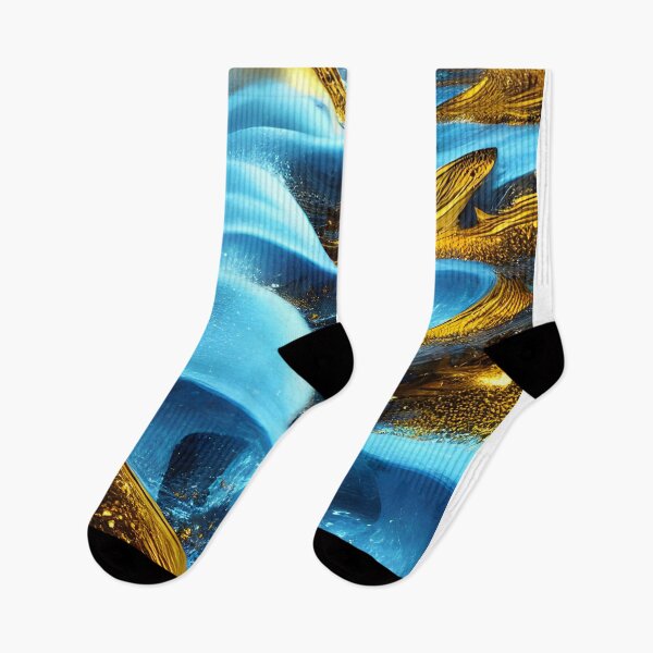 Item preview, Abstract Blue and Gold Ocean Waves designed and sold by winterswinner.