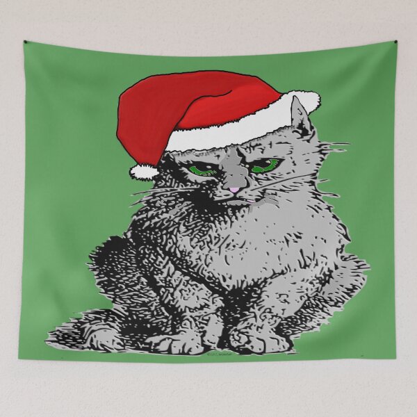 Item preview, Gray Christmas Cat designed and sold by kristalcurt.