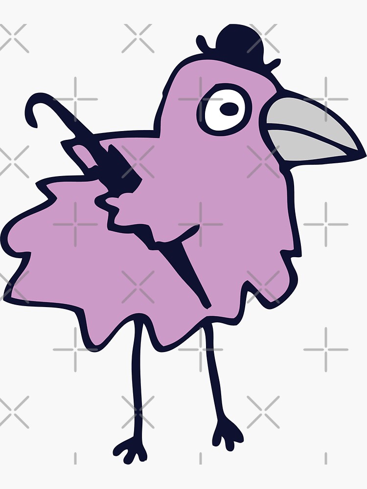 Thumbnail 3 of 3, Sticker, Business Bird - Lilac on Mint green - cute bird pattern by Cecca Designs designed and sold by Cecca-Designs.