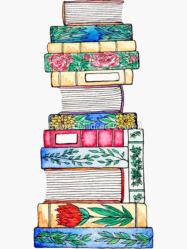 Pastel Books Sticker for Sale by Emma Mildred Riggle