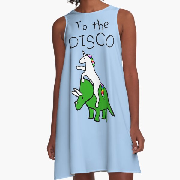 To The Disco (Unicorn Riding Triceratops) A-Line Dress