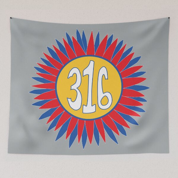 Item preview, Hand Drawn Kansas Sunflower 316 Area Code Crimson Blue designed and sold by itsrturn.