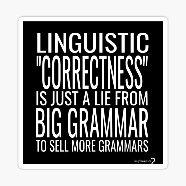 Aperçu de l'œuvre Grand autocollant de grammaire - blanc et noir créée et vendue par Lingthusiasm.